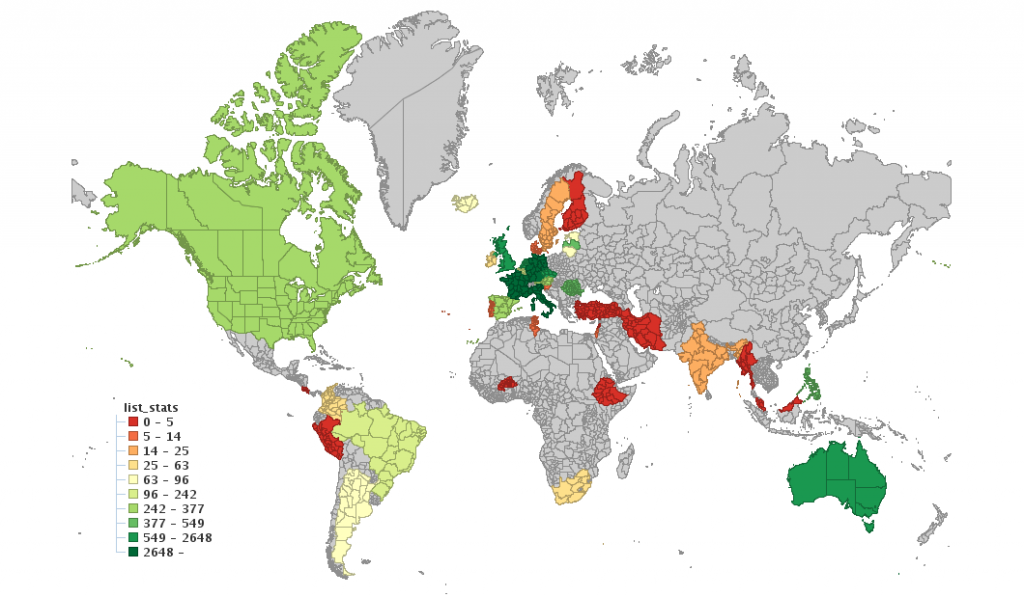 Map of OSM mailing list activity